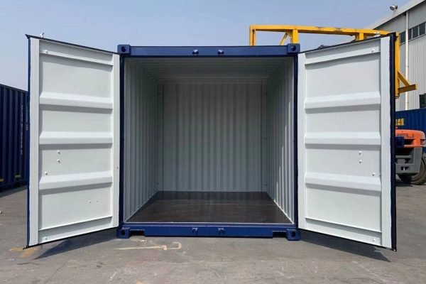 10ft-Blue-3-4front 10Ft X 8Ft Shipping Container (One trip) – Blue
